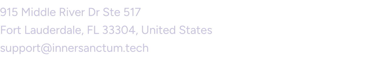 Company mailing address and support email