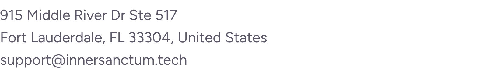 Company mailing address and support email
