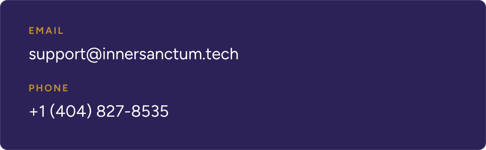 Support email address and phone number