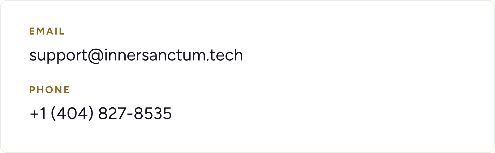 Support email address and phone number